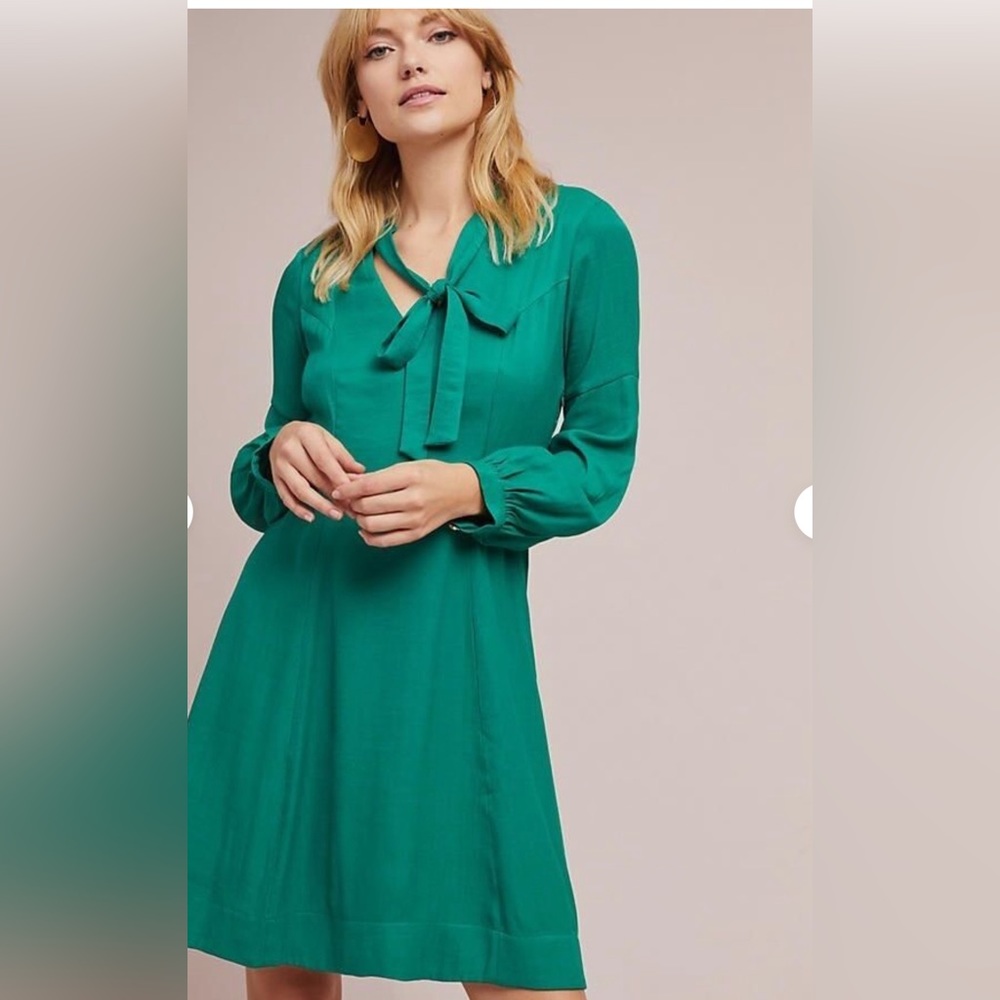 NWOT Anthropologie Gina Keyhole Dress by Moulinette Soeurs Green Size 2